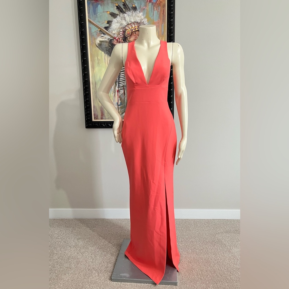NWT BCBGMAXAZRIA Amaya Coral Floor-Length Evening Gown – Size 2 - Picture 3 of 14